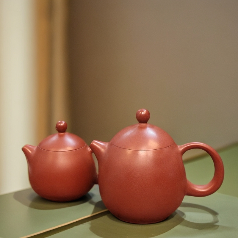 【悦色壶韵】潮州手拉壶龙蛋 全手工朱泥壶工夫茶泡茶壶