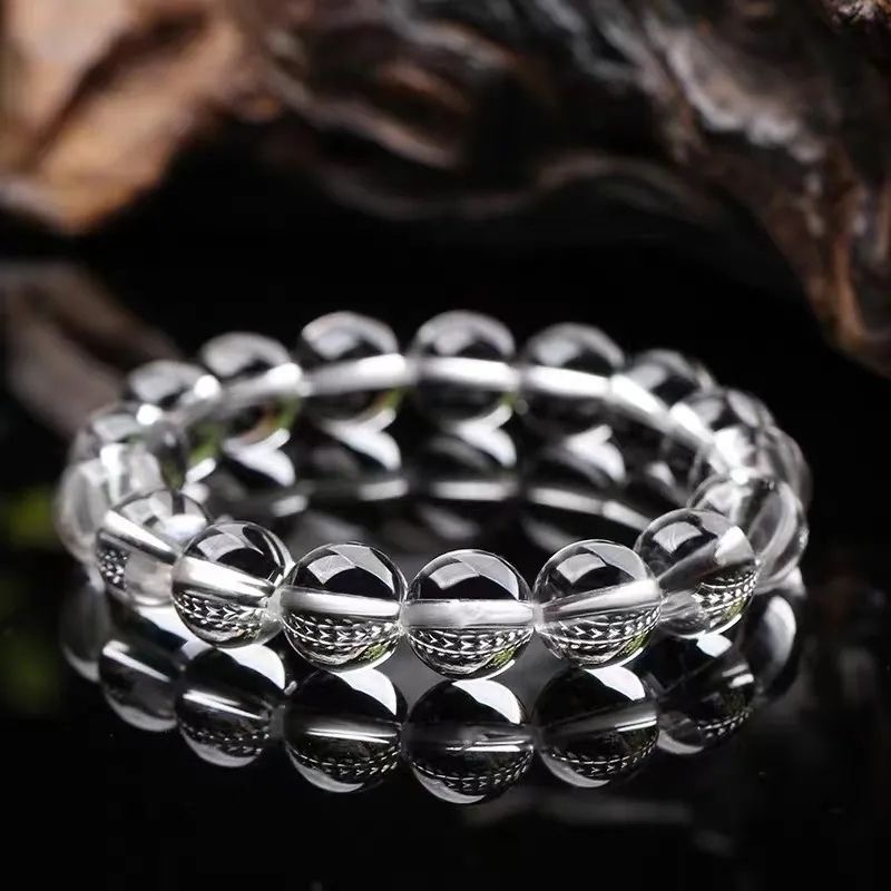 时尚百搭情侣款天然白水晶单圈手链8mm