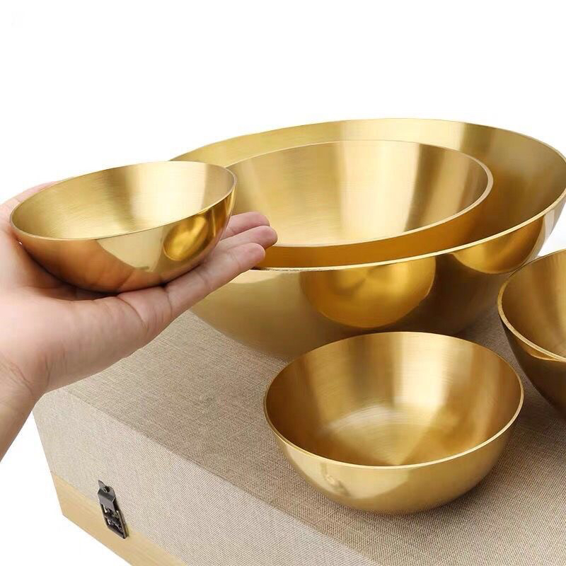 实心黄铜光面居家装饰碗铜器家用点香供水香炉摆件