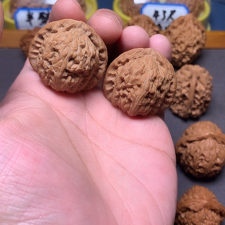 文玩核桃把件全品三角白