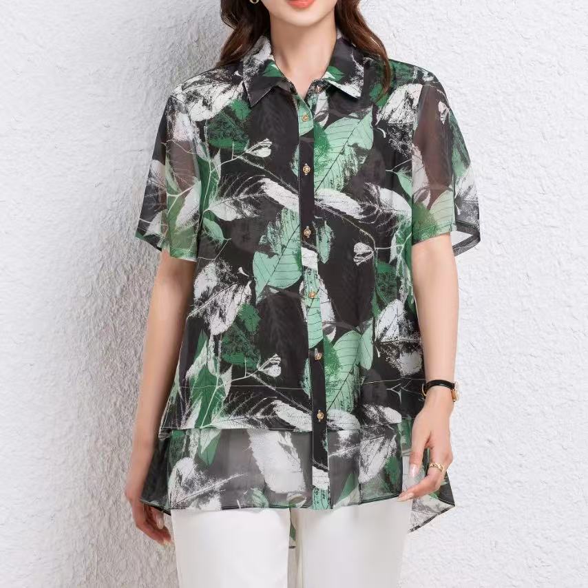 涵玖玥【桑蚕丝】重磅双层下摆仙气短袖上衣杭-02-YSY080