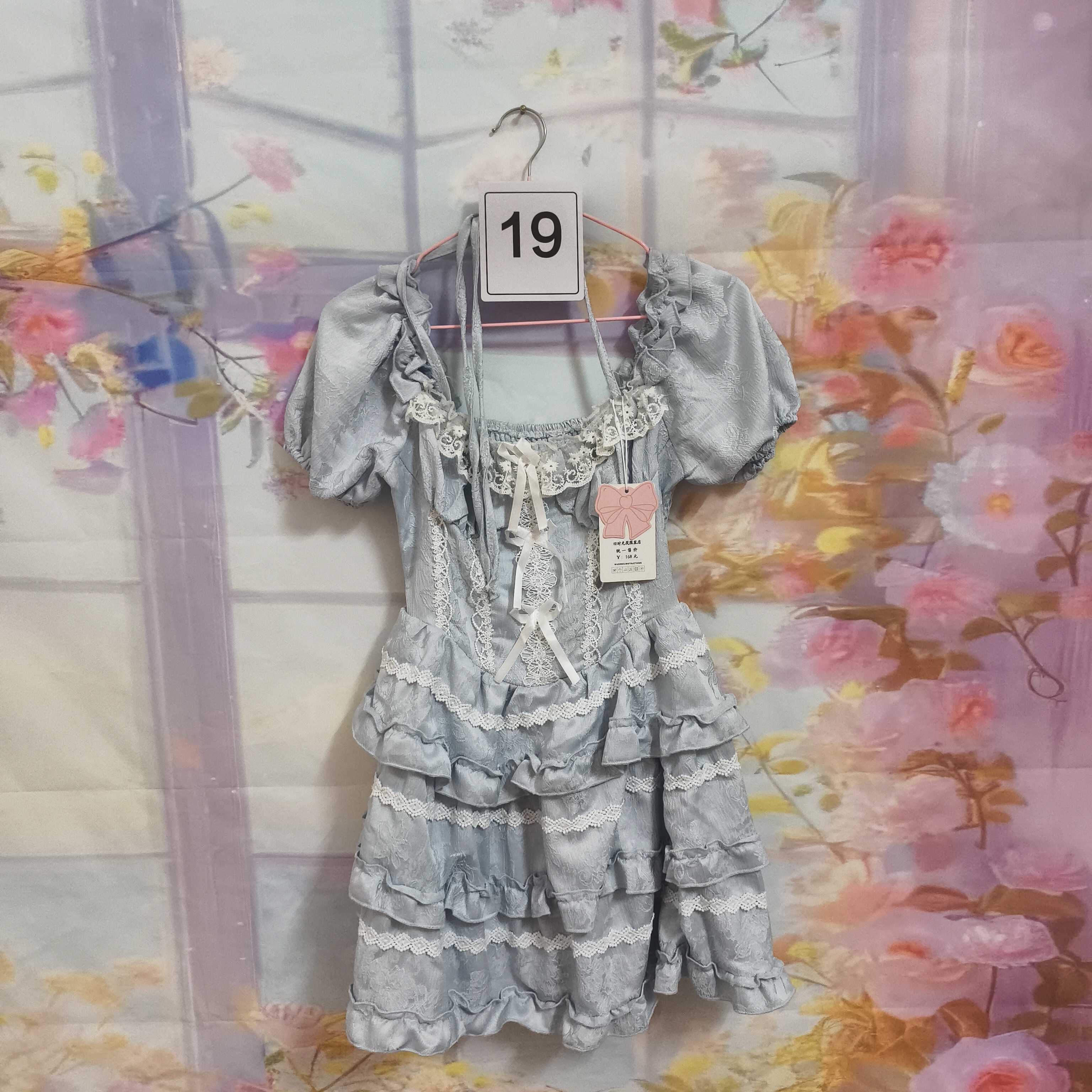 泡芙蔷薇公主蝴蝶结拖尾夏季Lolita连衣裙