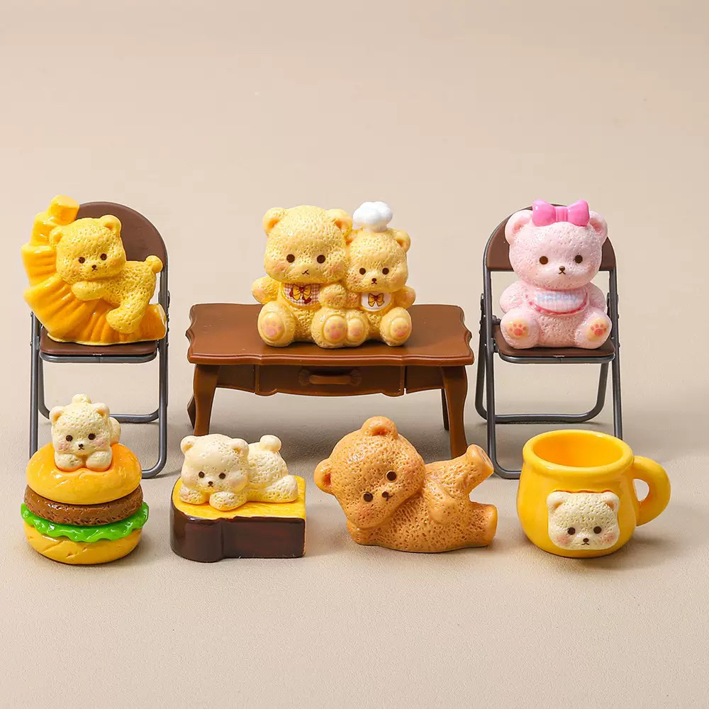 【食玩小熊】可爱创意卡通diy潮玩饰品树脂摆件