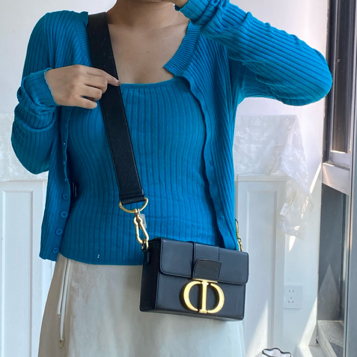 95新 DIOR/迪奥 dior黑蒙田盒子单肩斜挎包