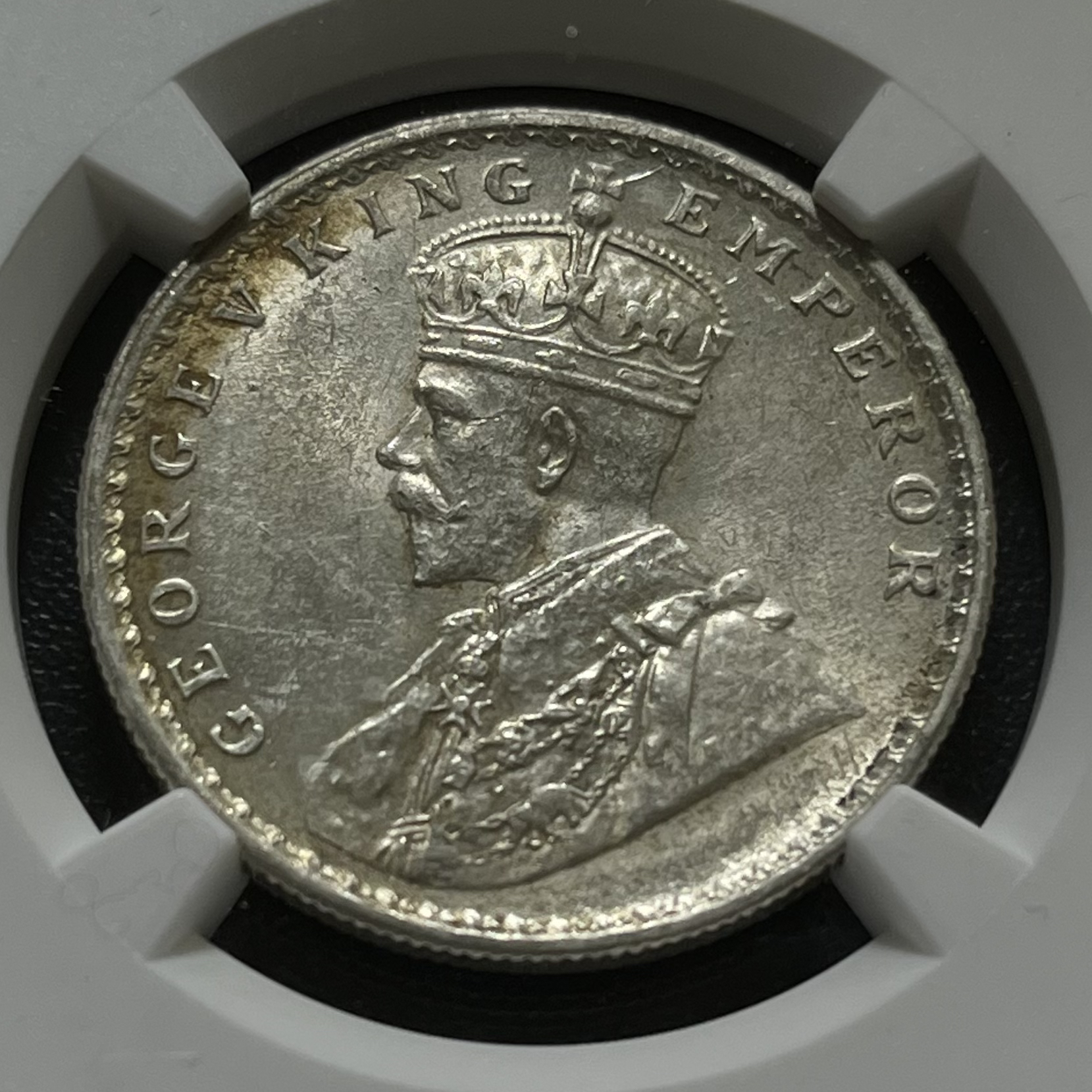 NGC MS 61 英属印度乔治五世1卢比银币年份随机