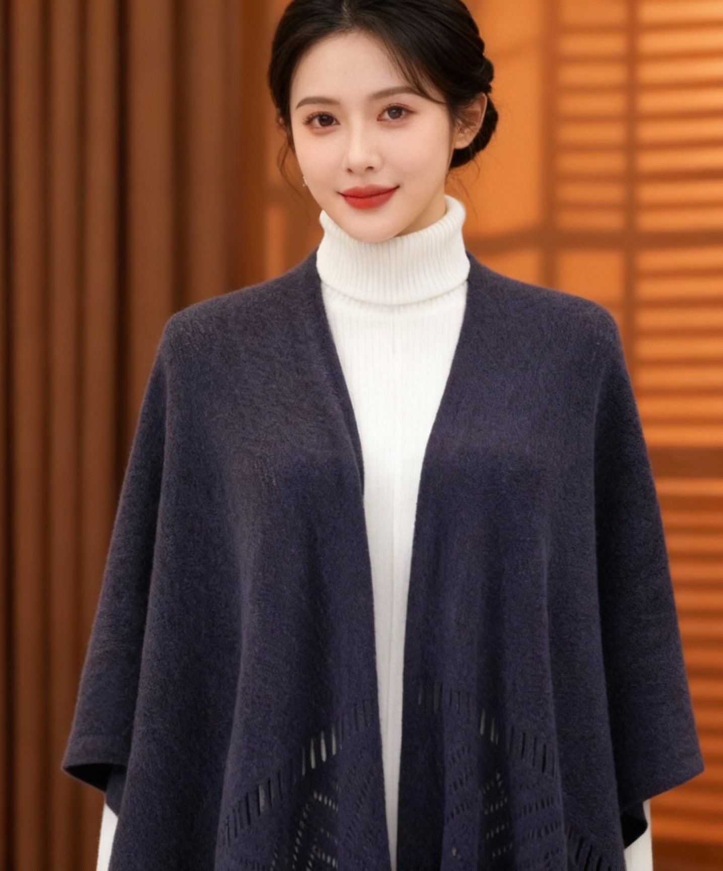 秋冬款百搭针织披肩春秋披肩法式红色女士冬季民族风披肩