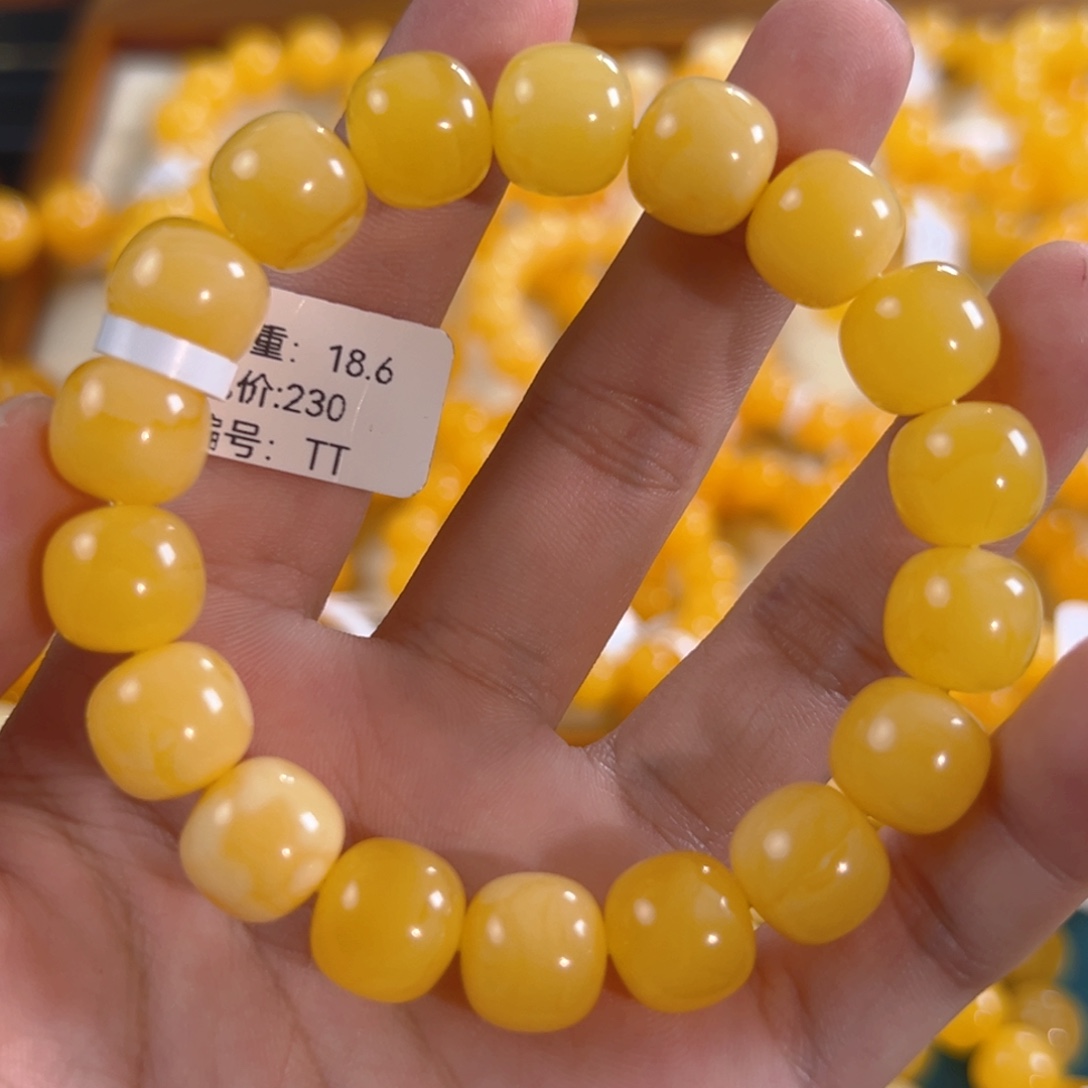 琥珀未镶嵌手链18.6g焦皮同料老型12mm tt