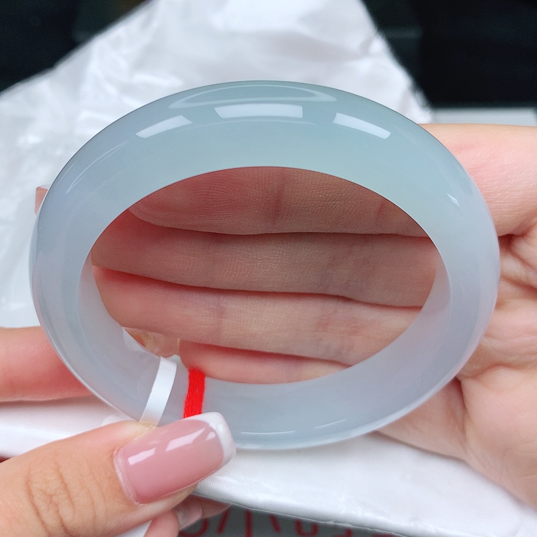 未镶嵌手镯翡翠55圈冰川蓝