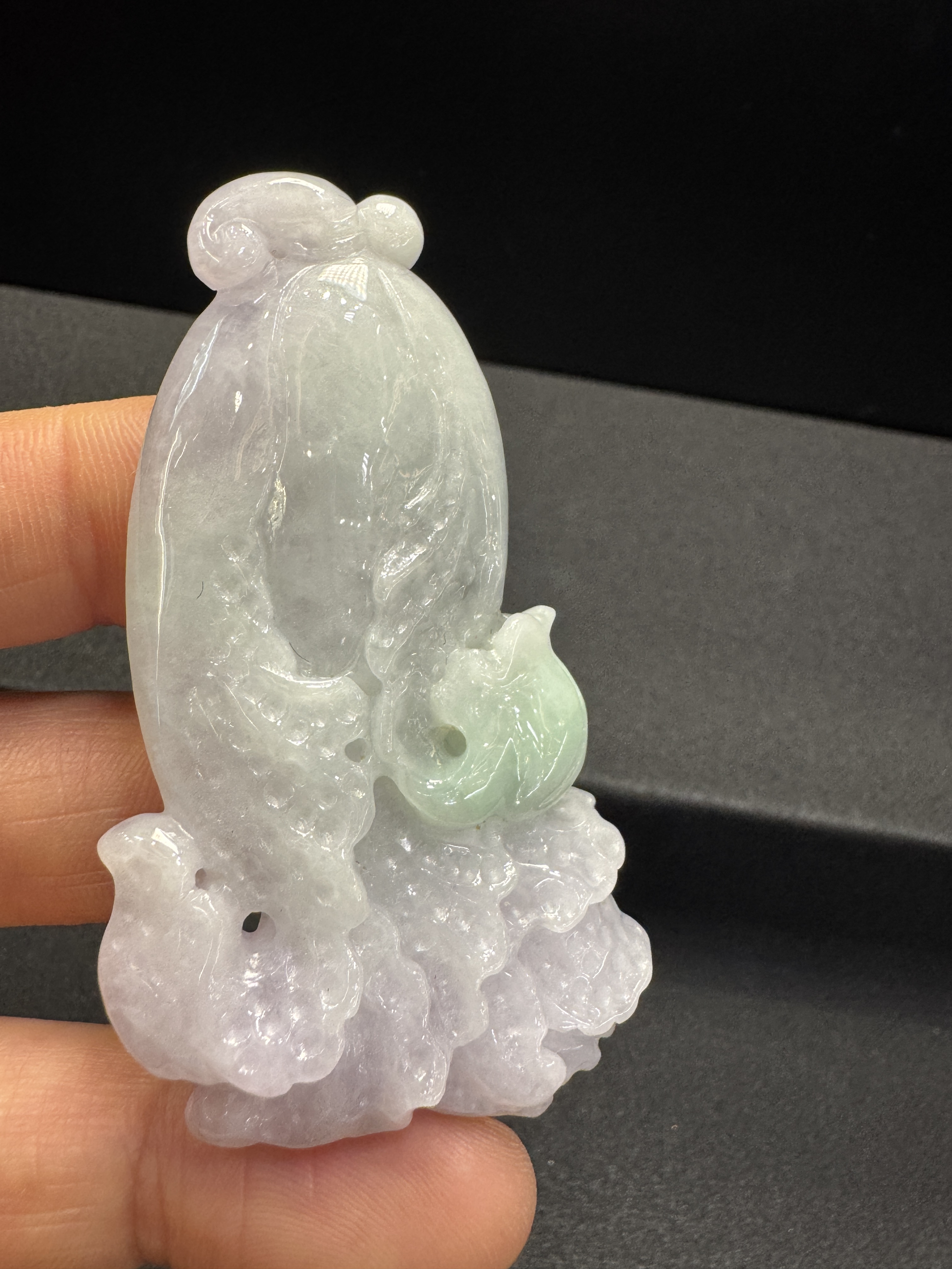 缅甸翡翠白菜（财）挂件尺寸：67.2*37.3*11.7