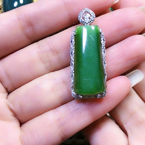 和田玉银S925镶嵌挂件