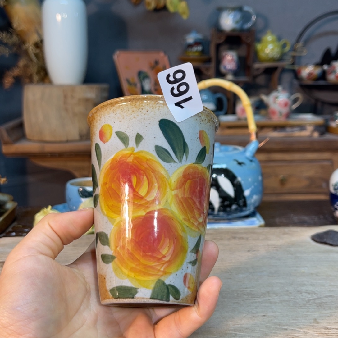 壶素浅陶瓷手工手绘
