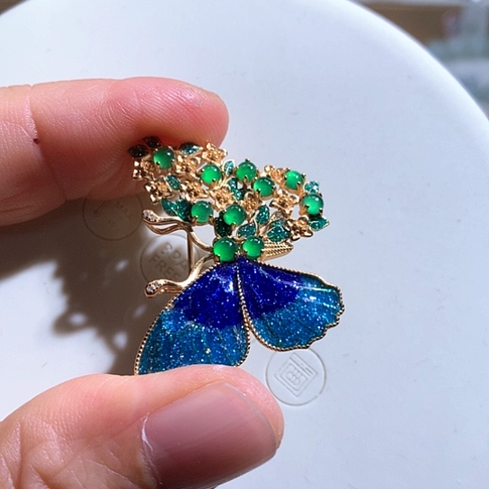 翡翠银S925镶嵌颈饰28胸针