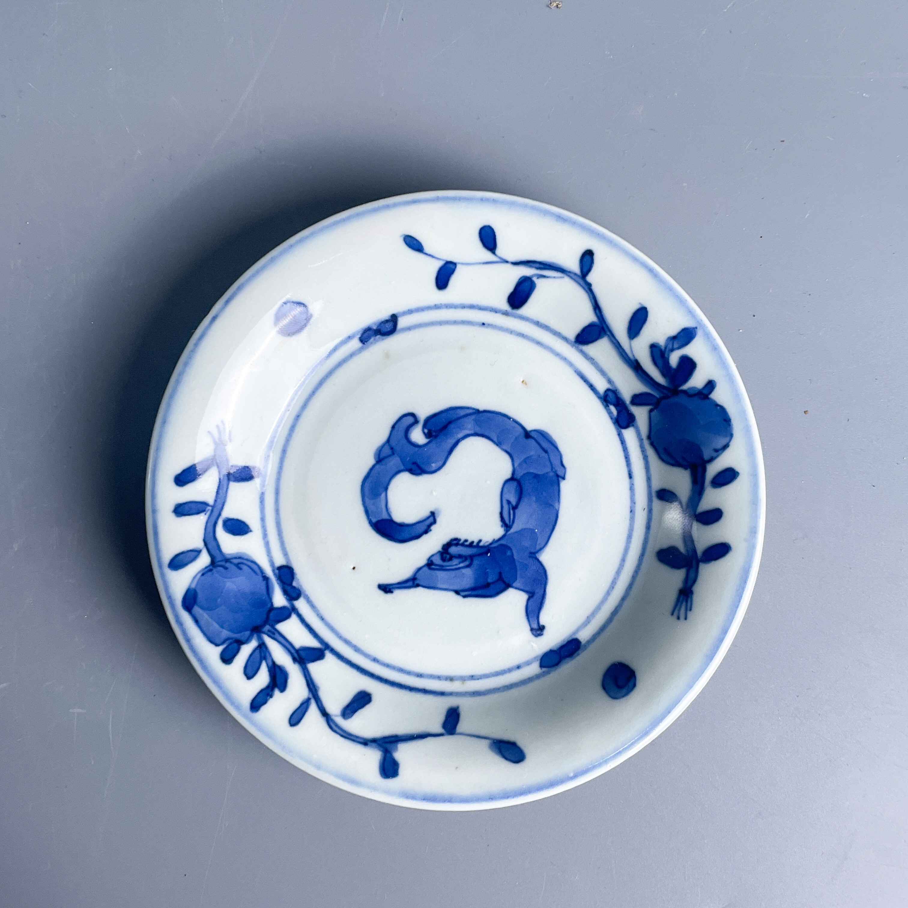 M25KZ005B28 - 清道光青花瑞兽纹小盘