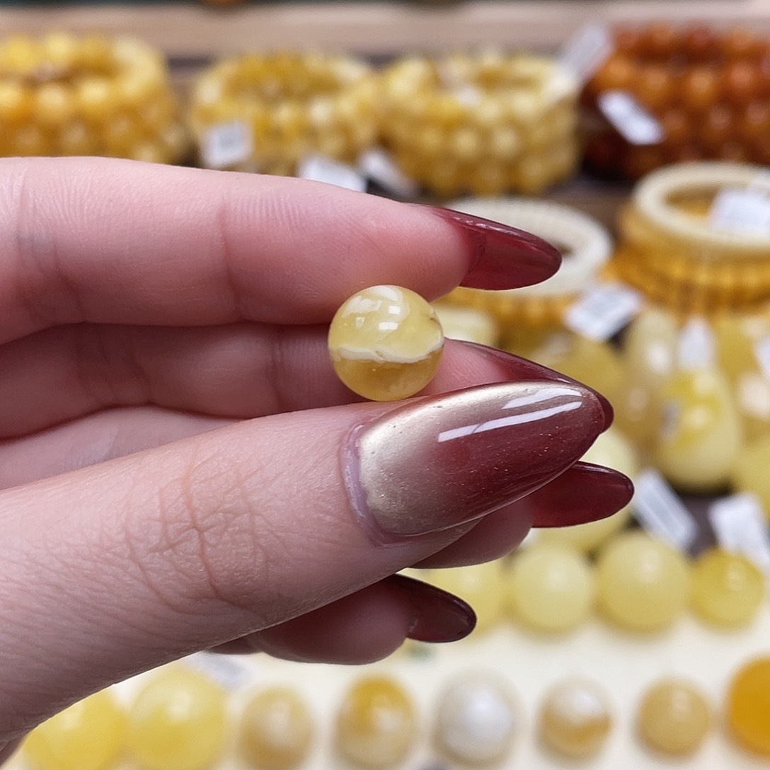 蜜蜡未镶嵌珠宝奇石10.7mm妖花圆珠 瑕 福利