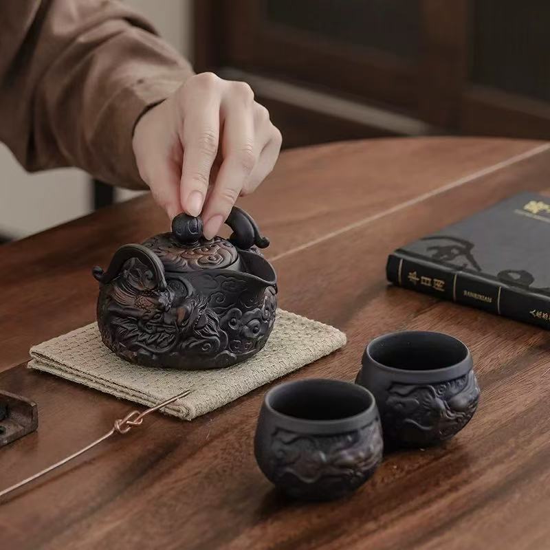 秋香茶具  紫陶手抓宝瓶龙壶家用大容量泡茶壶-0065