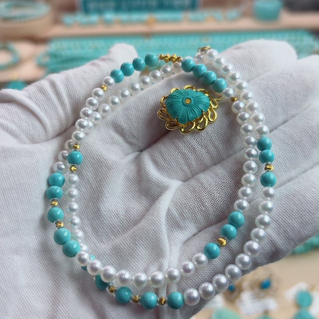 t***t绿松石18K金镶嵌珠宝奇石