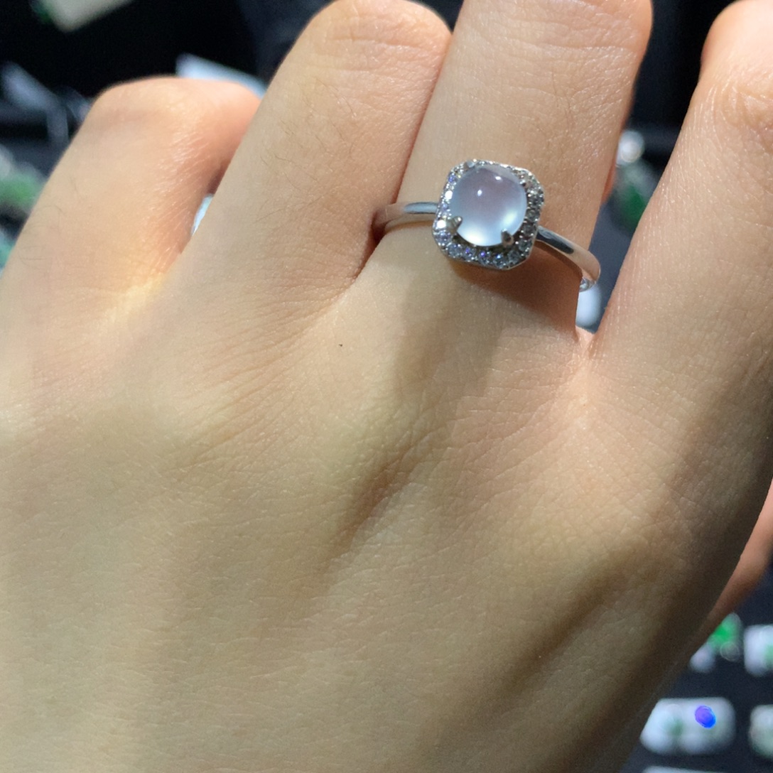 翡翠银S925镶嵌耳饰戒指