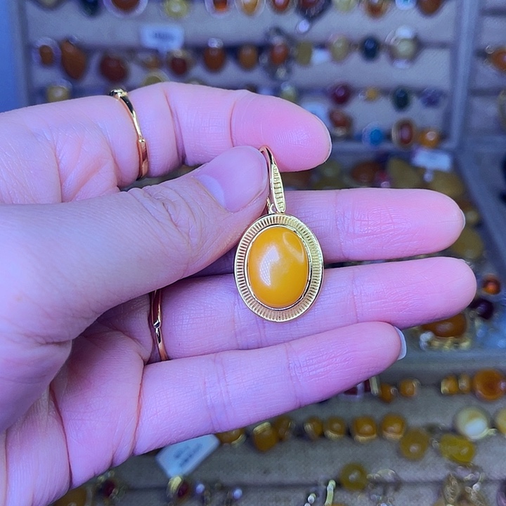 蜜蜡耳饰银S925镶嵌耳环