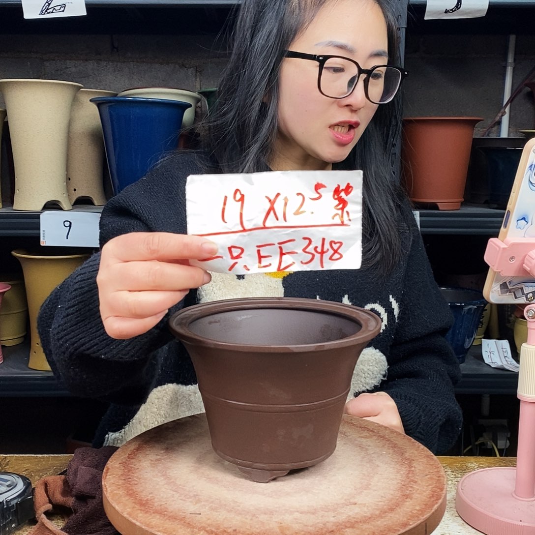 紫砂一只花盆货号EE348