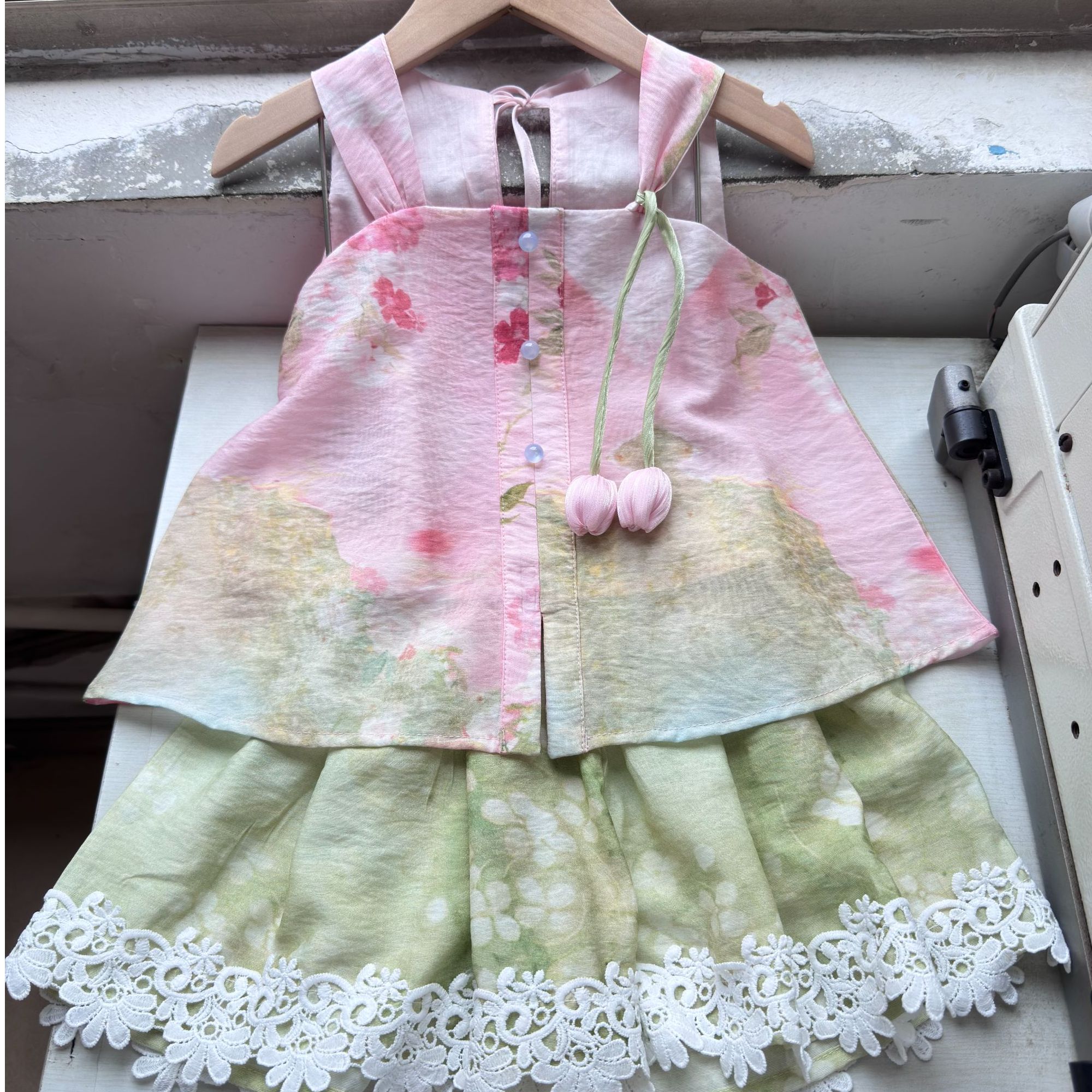 郁金香套装国风夏季甜美小女孩国风套装