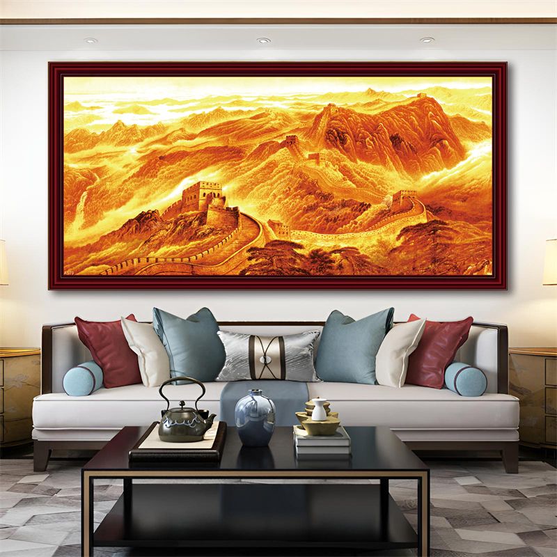 山水画餐厅画自贴客厅背景墙贴纸画沙发背景画自贴墙壁纸PVC