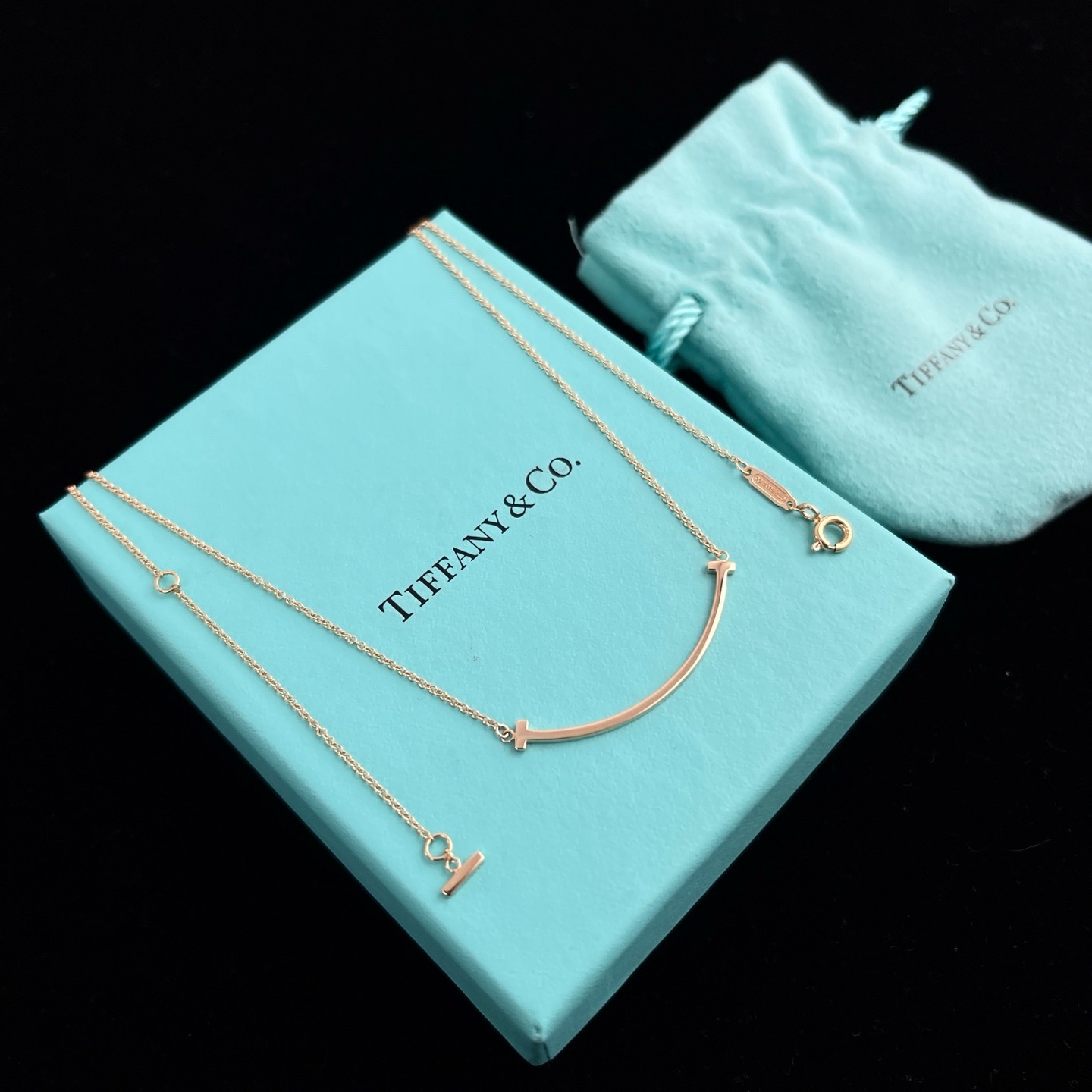 95新 Tiffany & Co./蒂芙尼 笑脸项链小号百搭链长42cm 2708