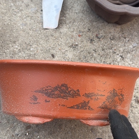 紫砂宜兴紫砂花盆30红椭圆