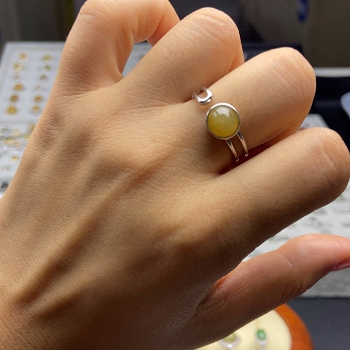 翡翠戒指银S925镶嵌戒指