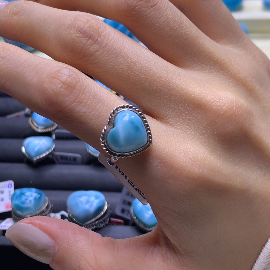 针钠钙石（海纹石）未镶嵌戒指