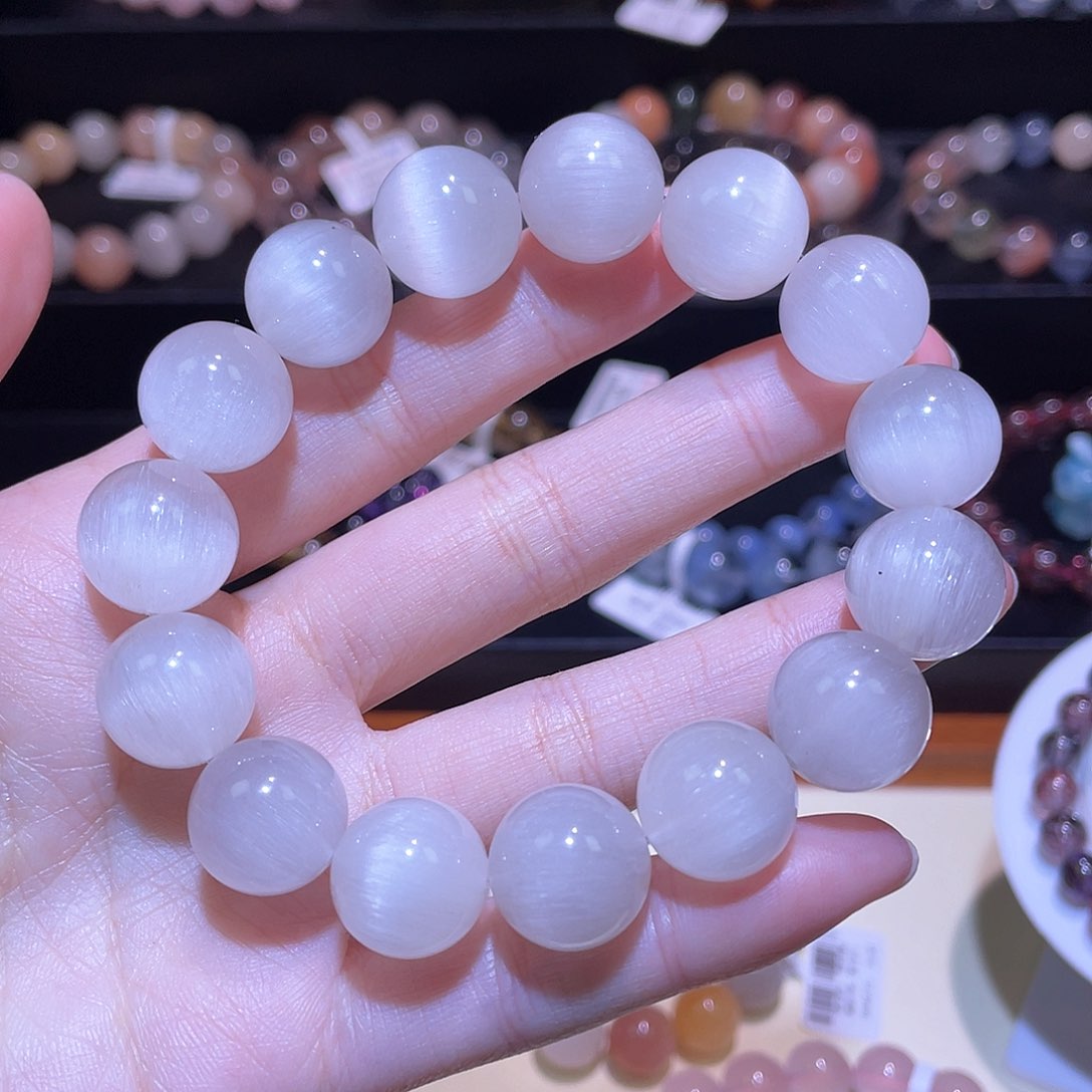 水晶手链未镶嵌兔毛手链，晶体通透14.4