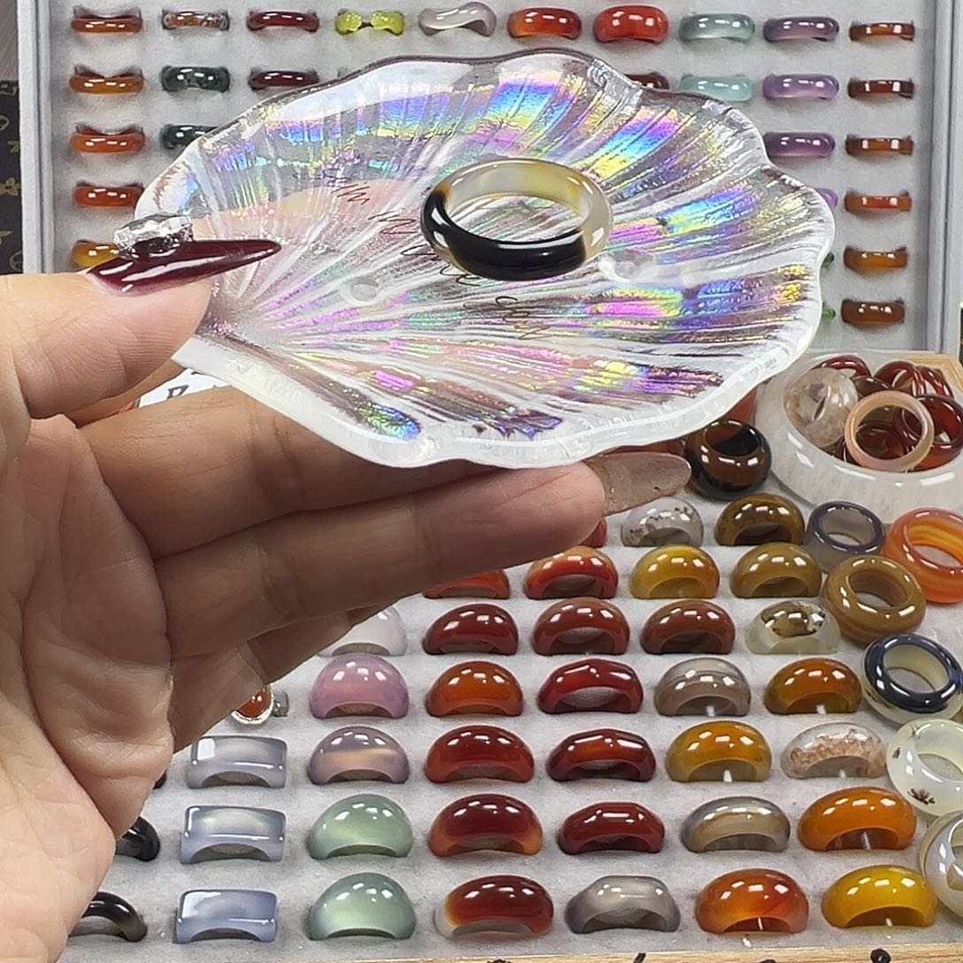 玛瑙/玉髓未镶嵌戒指B13不退换20港23+