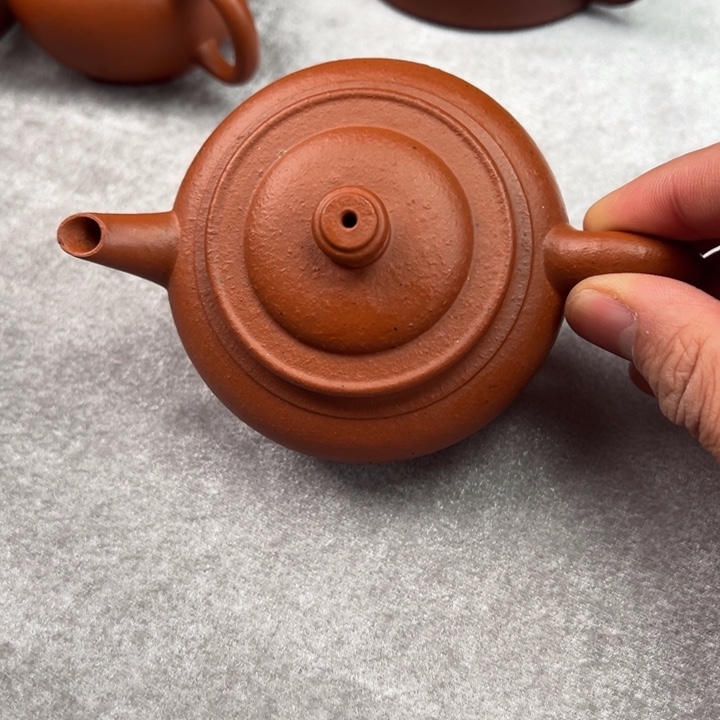 紫砂茶壶釉点生砂朱泥腰线水平