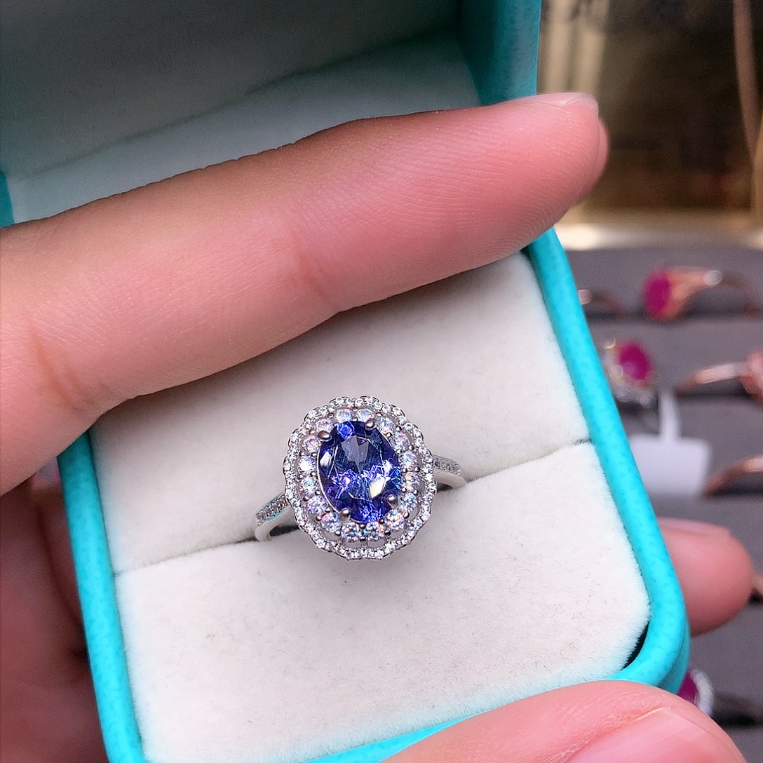 坦桑石戒指银S925镶嵌