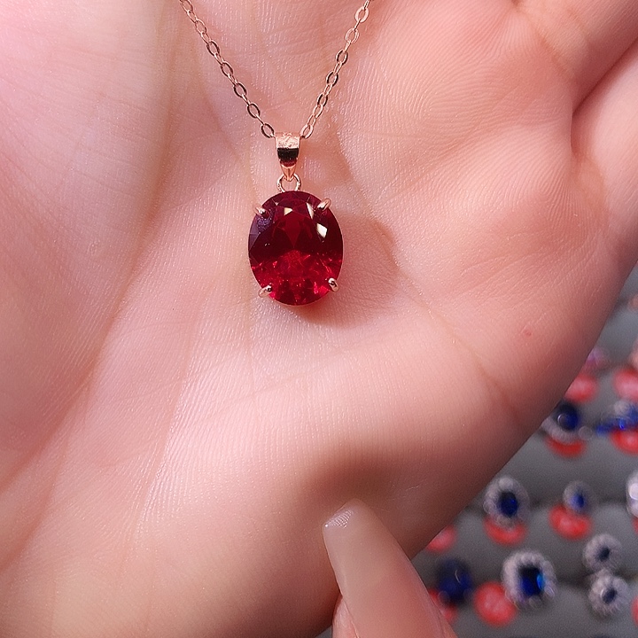 红宝石吊坠(赠链)银S925镶嵌