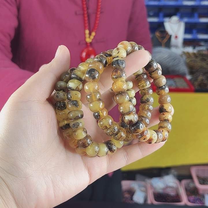 琥珀手链未镶嵌T50五元素算盘珠发其一