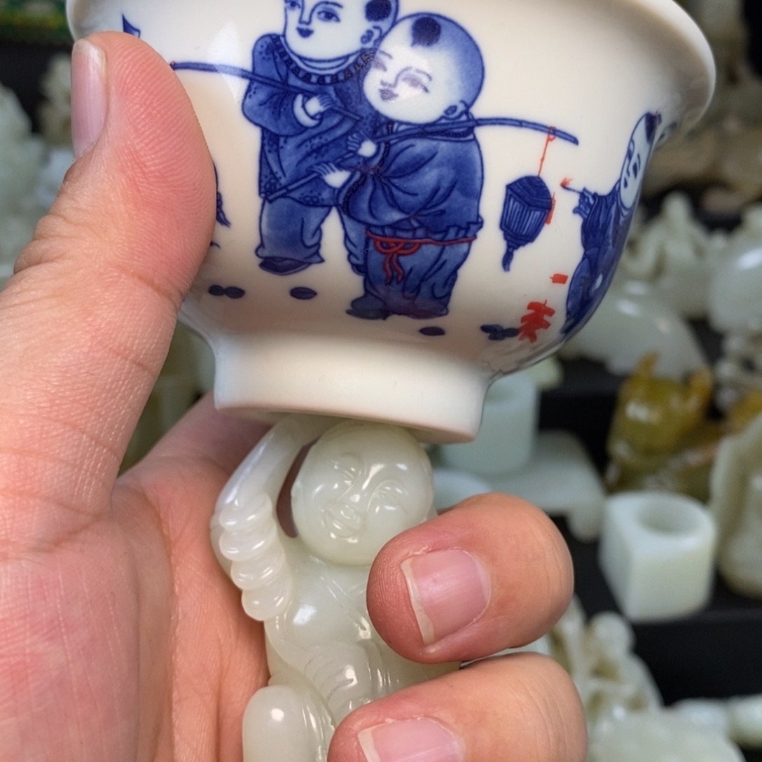 李**然青花瓷器被子一个