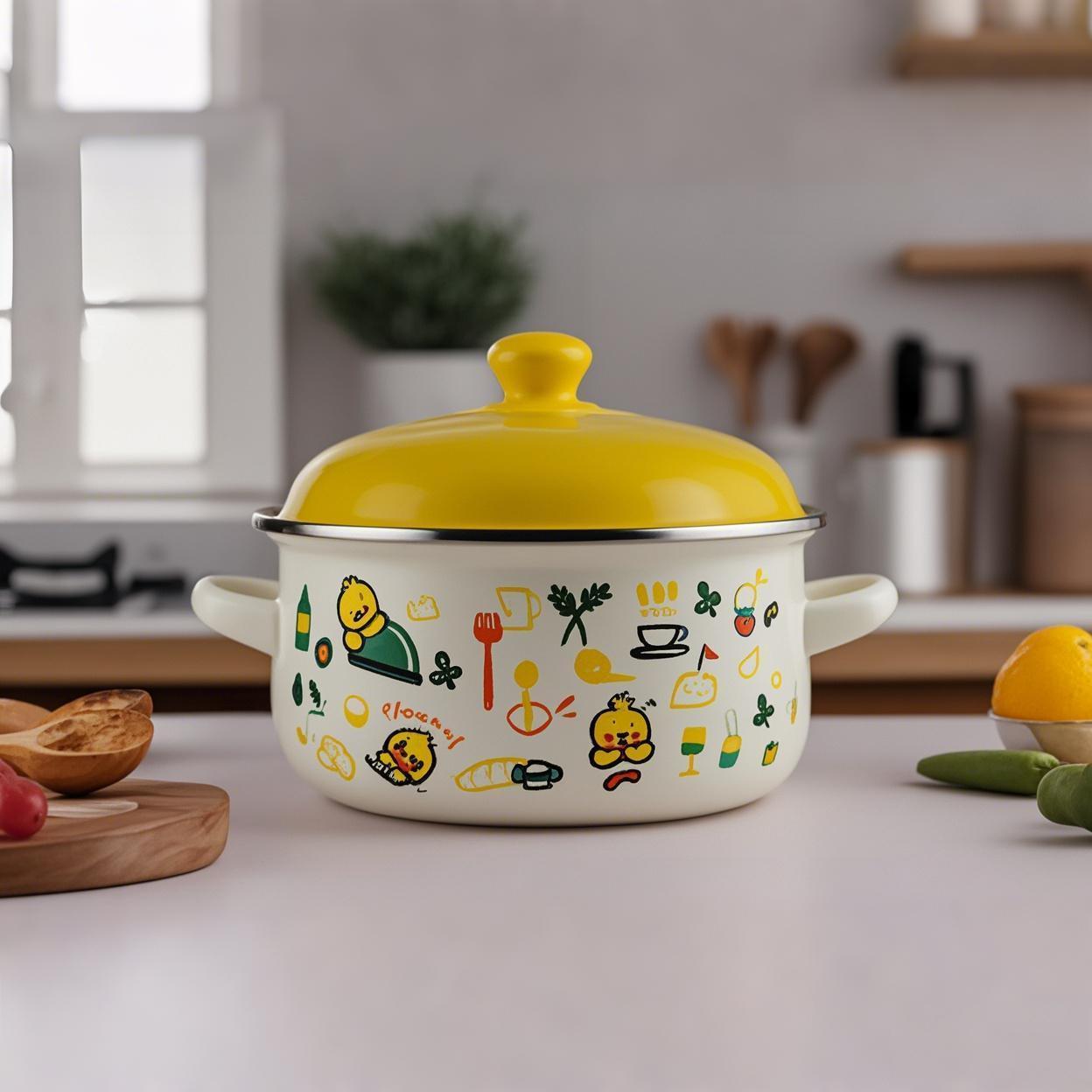 16cm小奶锅蛋糕正品搪瓷珐琅汤锅双耳猪油罐炖锅泡面锅带盖煤气