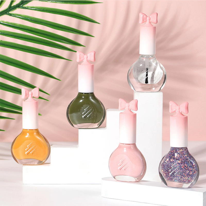 2025指甲油免烤快干不可撕拉裸色亮片底油封层酒红车厘子油性甲油