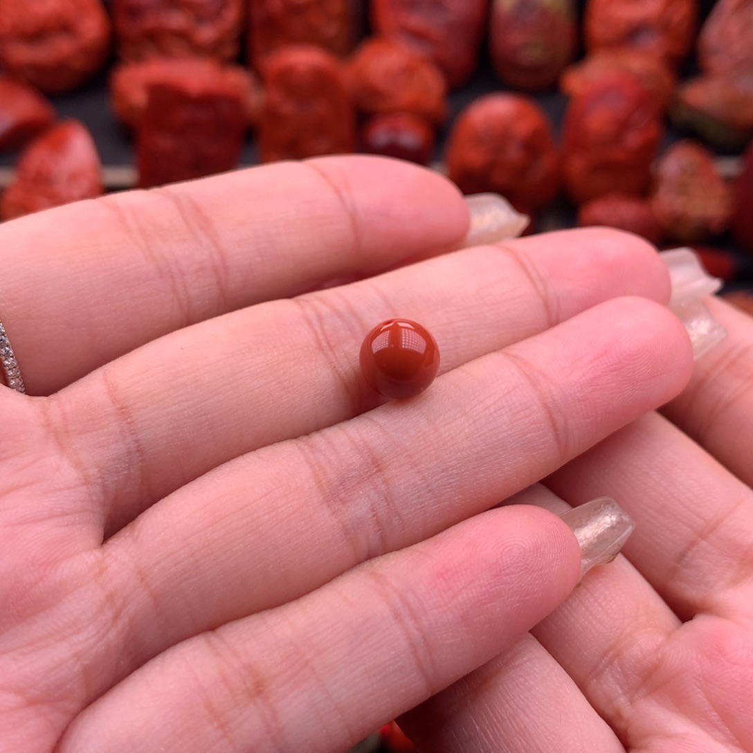 南红玛瑙南红川料原矿圆珠8.5mm未镶嵌