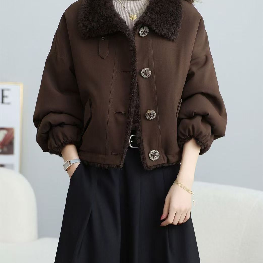 两面穿羊羔毛皮毛一体皮草外套女短款2025秋冬新款羊剪绒大衣保暖