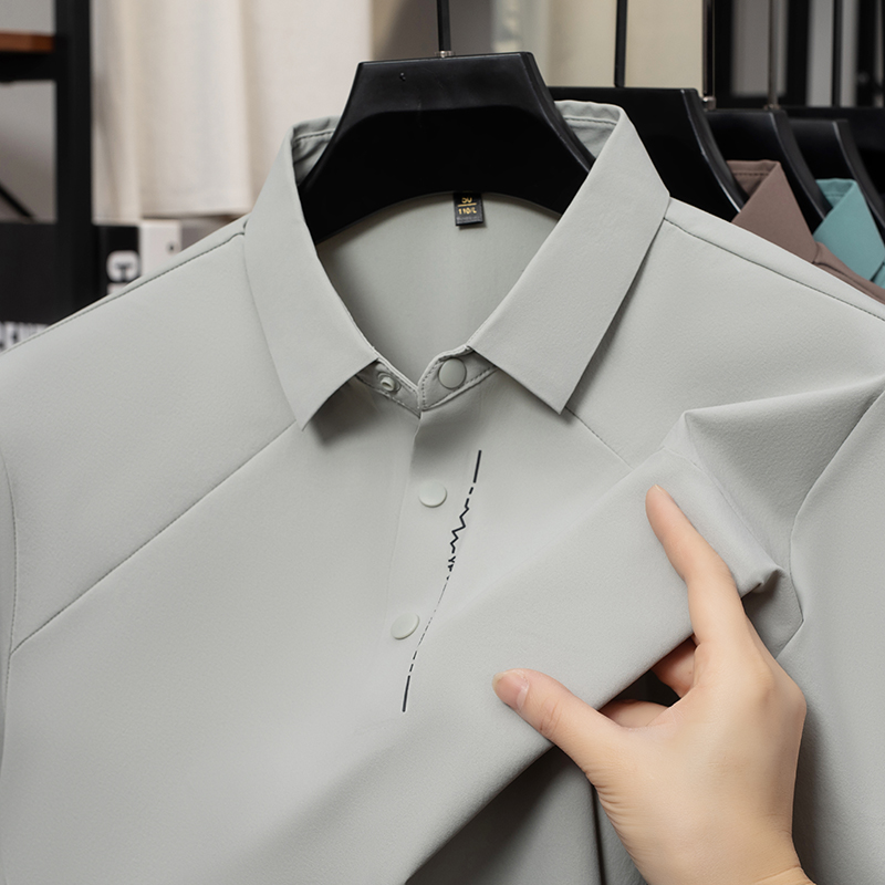 【无痕冰丝凉感】夏季短袖polo衫翻领t恤弹力上衣薄款半袖男上衣