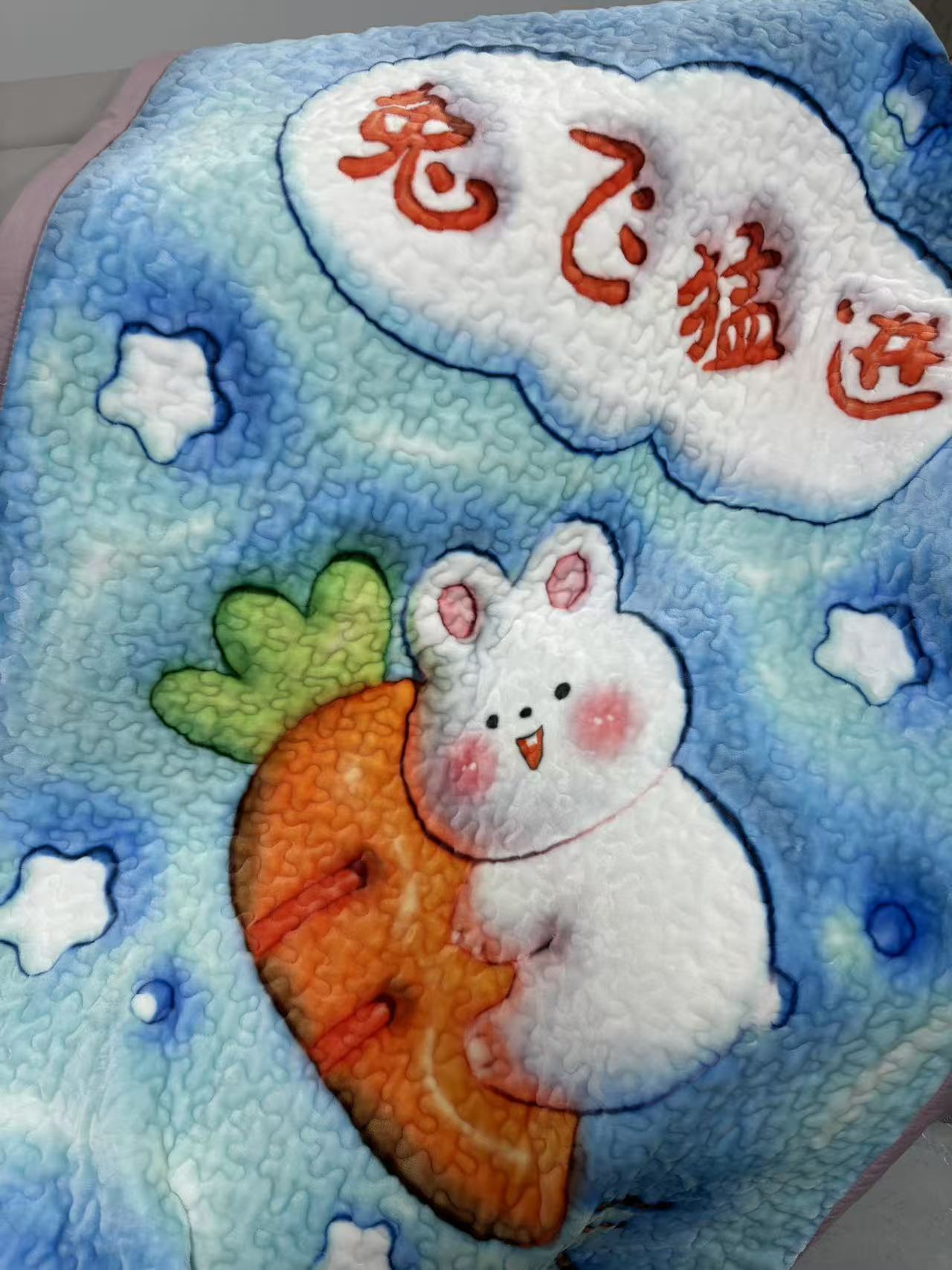 沙发垫飘窗垫加厚牛奶绒可爱绒毛毯绗缝