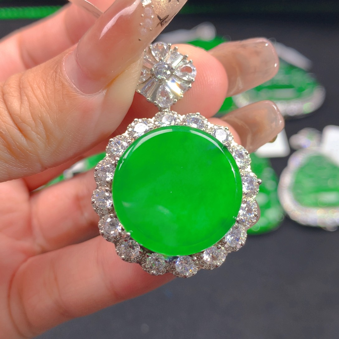 翡翠颈饰银S925镶嵌1111111111111