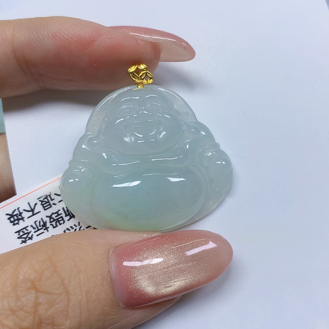 翡翠18K金镶嵌颈饰挂件
