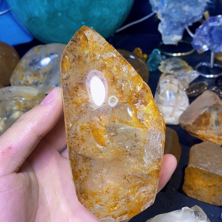 水晶天然黄礁花水晶随形摆件未镶嵌魏*生