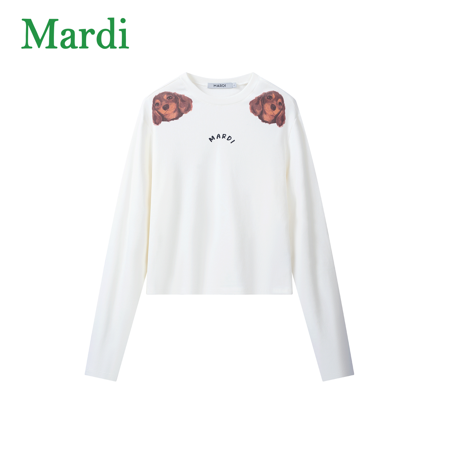 Mardi秋冬宽松长袖印花小狗圆领T恤MTX2532706