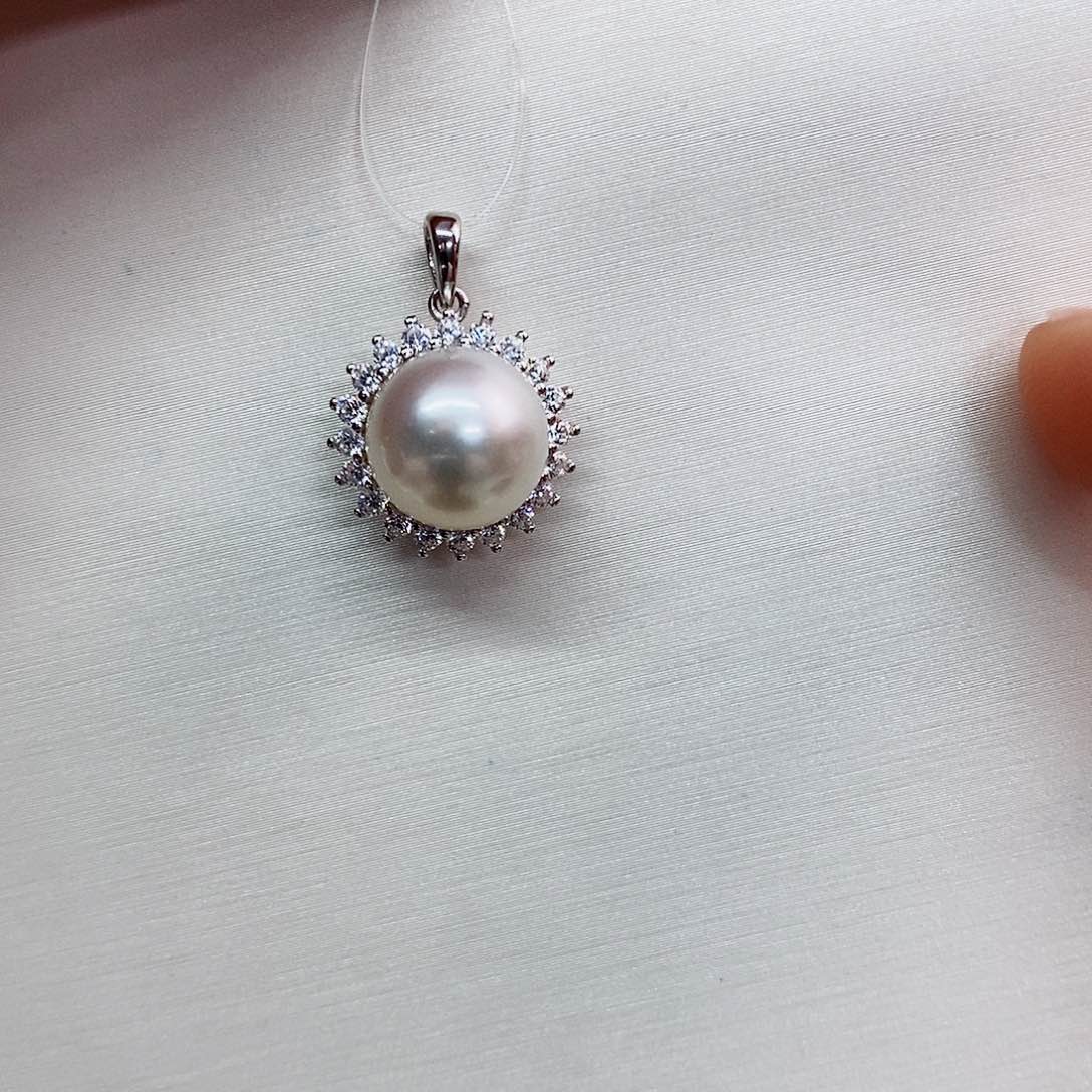 吊坠(不含链)银S925镶嵌海水珍珠10-11