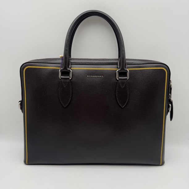 95新 BURBERRY/博柏利 97新限量款深咖色十字纹手提公文包/2549