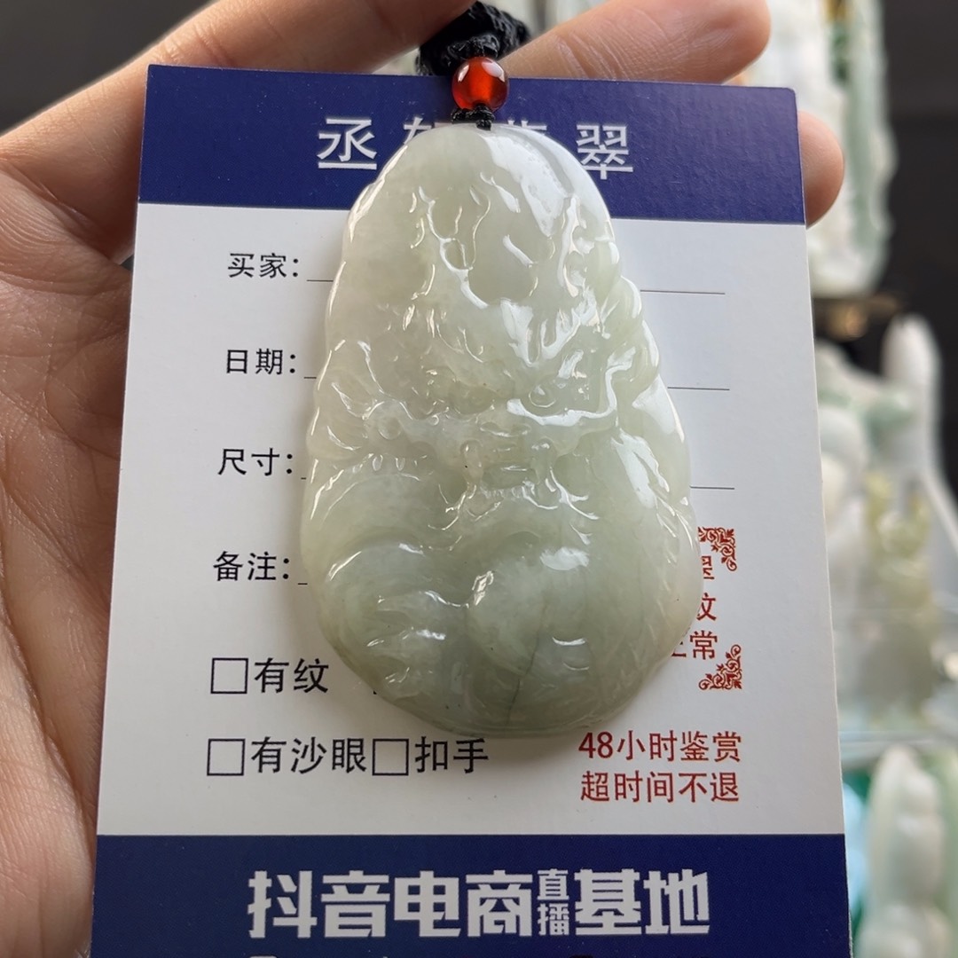 翡翠颈饰未镶嵌龙牌