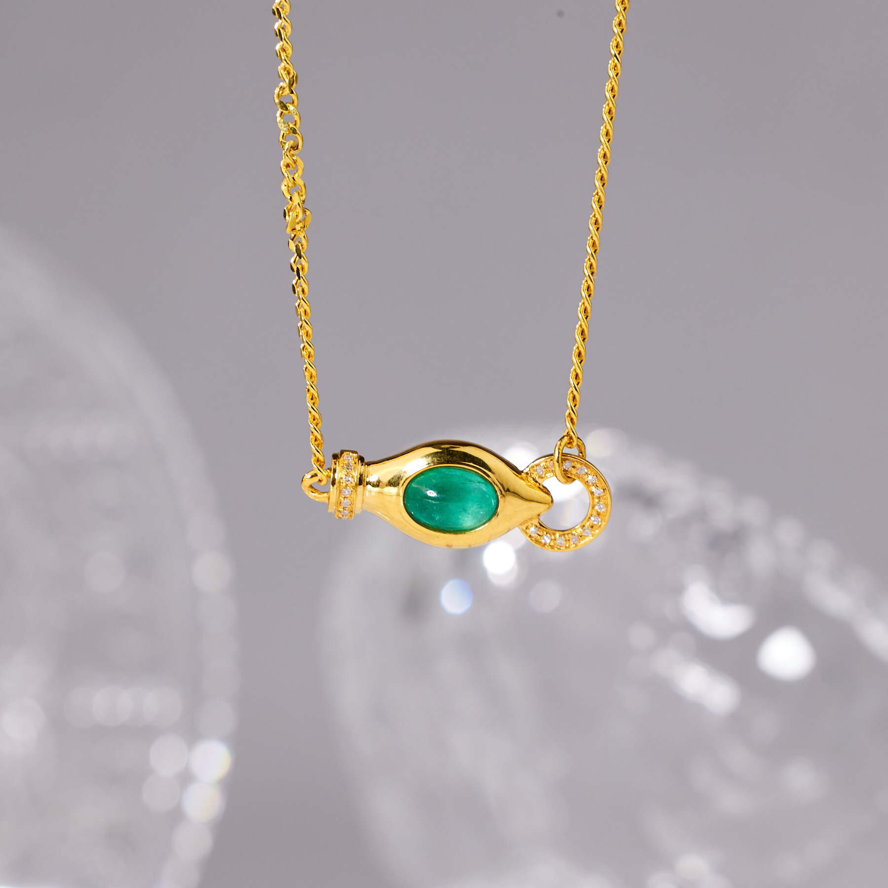 【九华山】游弋*祖母绿项链*18K金镶嵌U5697